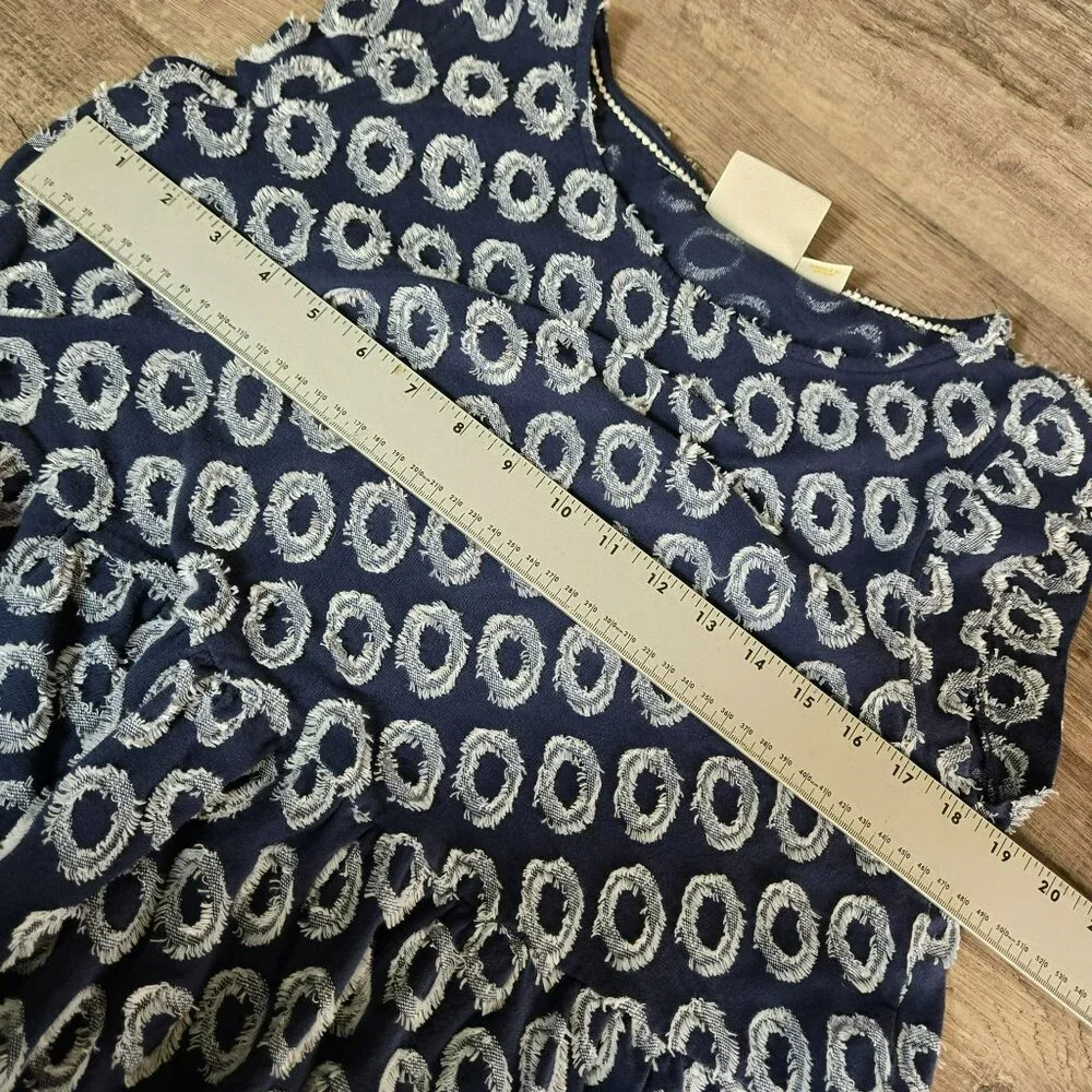 Maeve Anthropologie Lisanne Textured Navy Ivory Tunic Dress Sz S Frayed Circles - Picture 13 of 15